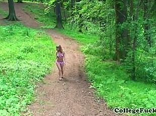 Real euro teens fucking doggystyle outdoors