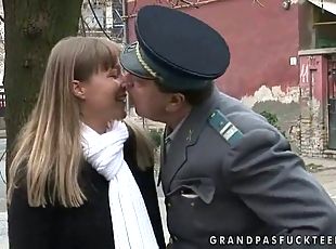 Cute teen fucking with old policeman
