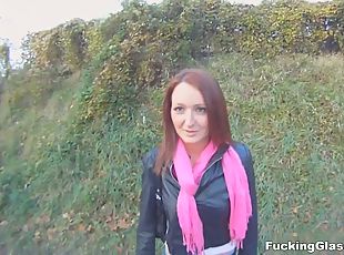 Picked up red head gives blowjob in the park