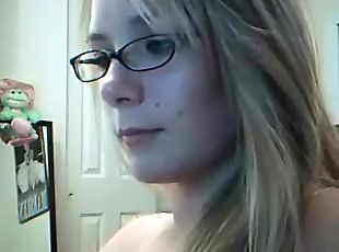 Blonde With Glasses On Webcam